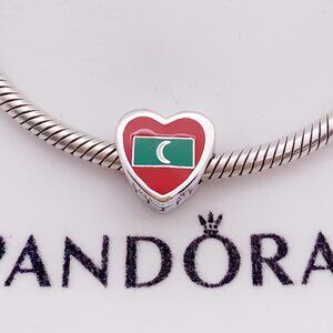Pandora Maldives Flag Exclusive Pendant S925 Sterling Silver Jewelry